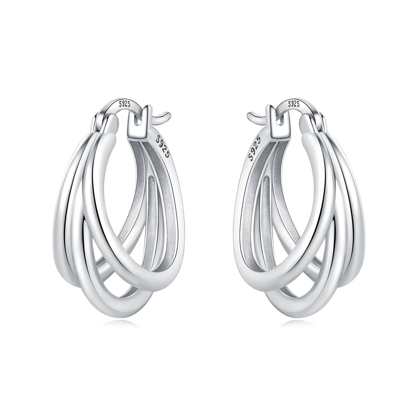 925 Sterling Silver Simple Gold U-shaped Earrings
