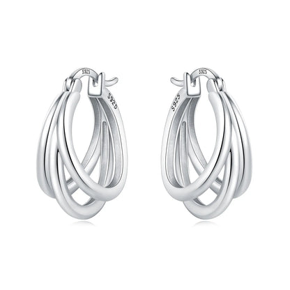 925 Sterling Silver Simple Gold U-shaped Earrings
