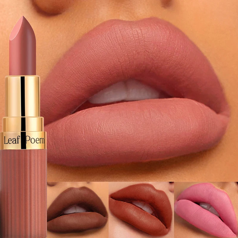 6 Color Matte Lipstick Velvet Dark Brown Lip Gloss Waterproof Lip Stick
