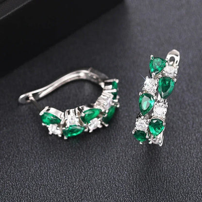 Huitan Luxury Hoop Waterdrop Blue/Green Cubic Zirconia Earrings