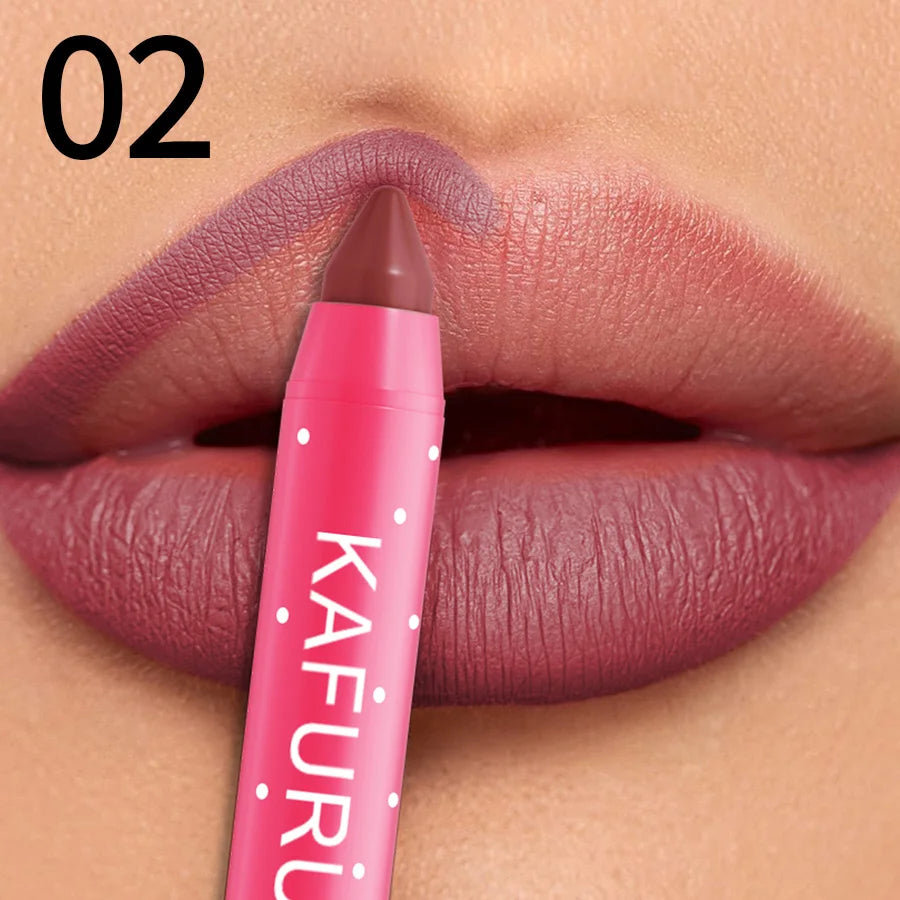 15 Colors Lipstick Pencil Waterproof Sexy Red Matte Contour Tint Lipstick