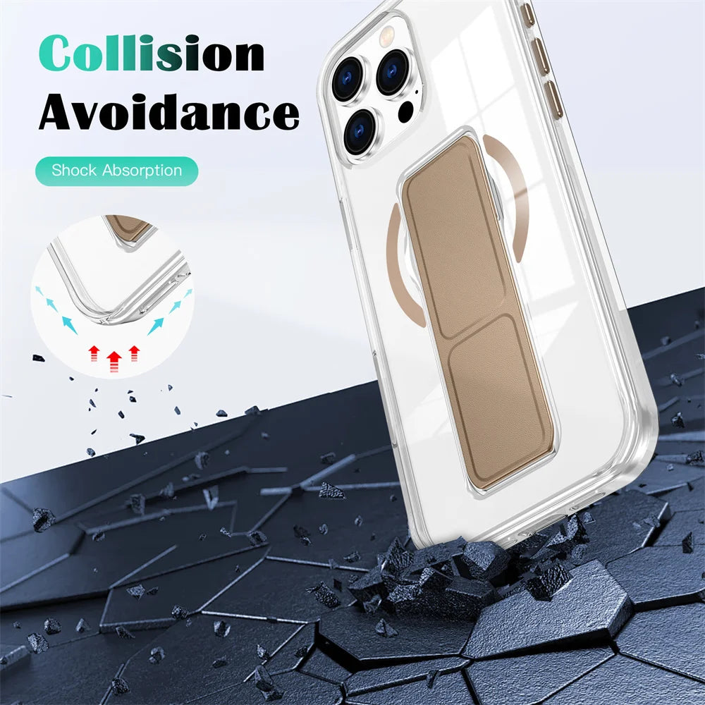 Luxury Folding Wristband Stand Magnetic Phone Case For iPhone Protective Back Cover