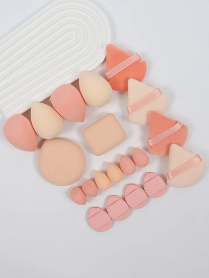 20 Pcs Pink Makeup Sponge and Makeup Puff Set