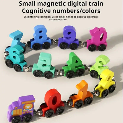 Wooden Magnetic Number Train Montessori Educational Toy For Toddlers