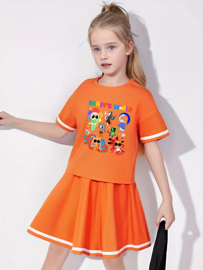DADY'S WORLD Printed Baseball Skirt Set