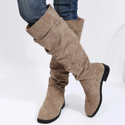 Round Head Square Heels Increase Large Size Winter High Boots