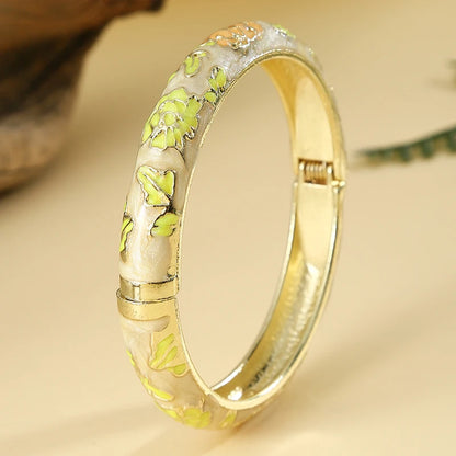 Vintage Enameled Flower Bangles Bracelet