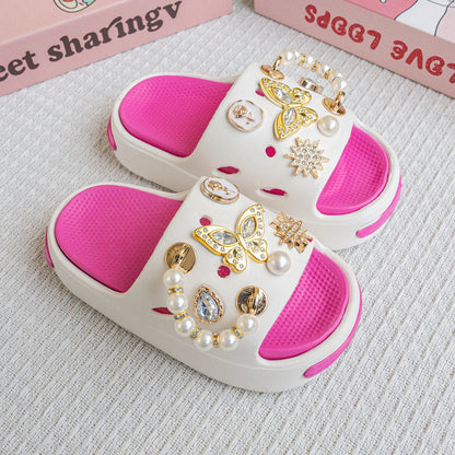 Cartoon Pearl Gold Butterfly Eva Slippers