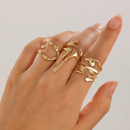 DANA Geometric Metal Irregular Rings Set