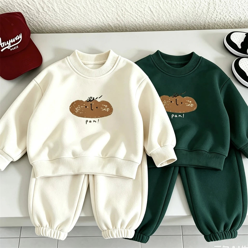 Casual Sports Crewneck Hoodie Set