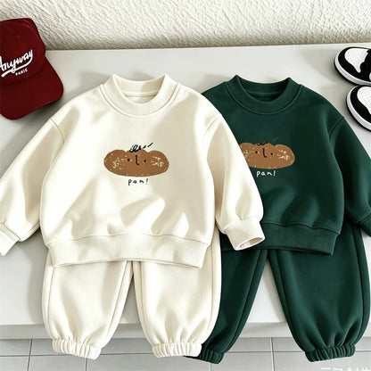 Casual Sports Crewneck Hoodie Set