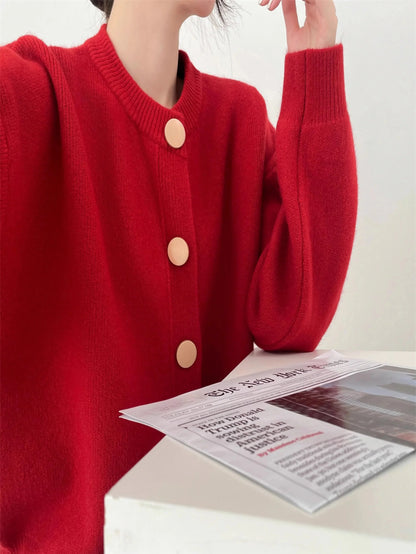 O-neck Loose Cardigans Single Breasted Sweaters