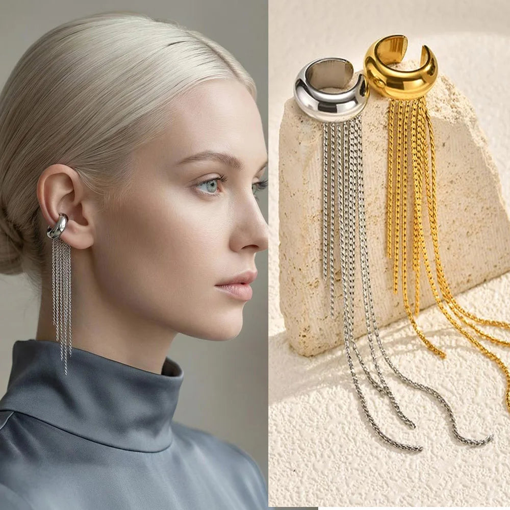 Ear Cuff Long Tassel Drop Earrings