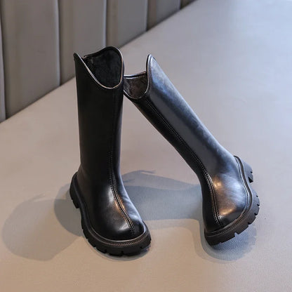 High Korean Style Anti-slippery Keep Warm Versatile Chic Leather Boots