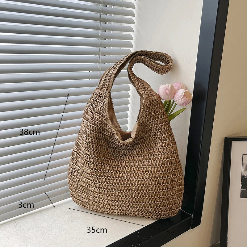 Casual Straw Woven Shoulder Wicker Handmade Beach Bag