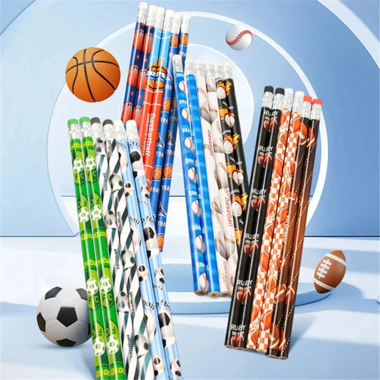 12pcs Sports Ball Themed Wooden Pencils