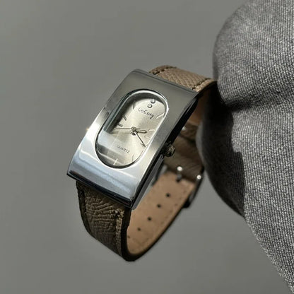 Vintage Rectangular Luxury Quartz Wristwatch