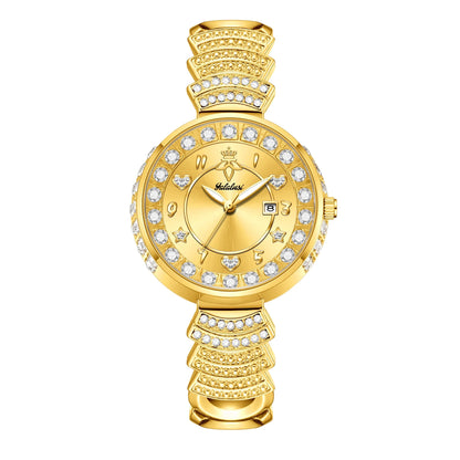 Affordable Luxury with Diamond-Set Dial Water-Resistant Quartz Watch