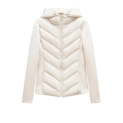 Elegant long sleeve standing collar hooded cotton sport coat