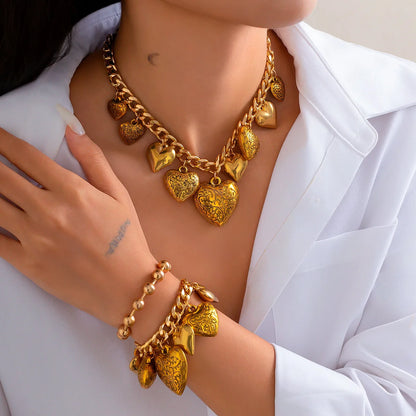 Choker Necklaces Punk Heart Hip Hop Jewelry Set