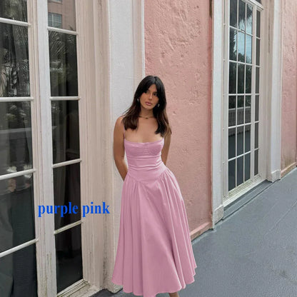 Suninheart Elegant Spaghetti Strap Midi Dress