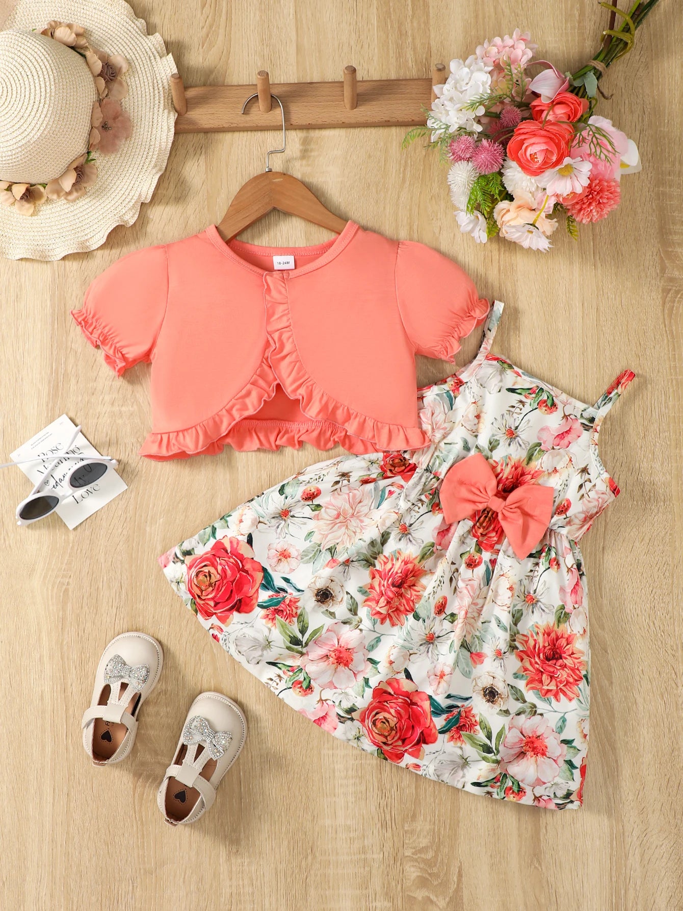Hanging Strap Flower Bow Skirt Dress