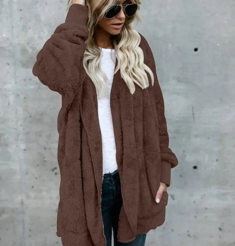 Double Fleece Long Sleeve Oversized Jacket