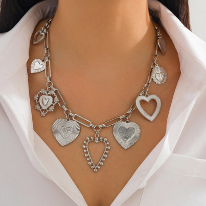 Goth Big Love Heart Pendant Choker Necklace