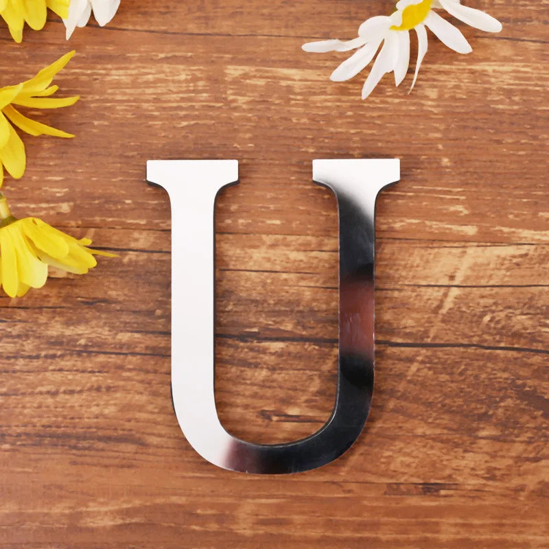 Silver Letter Acrylic 3D Mirror Wall Sticker