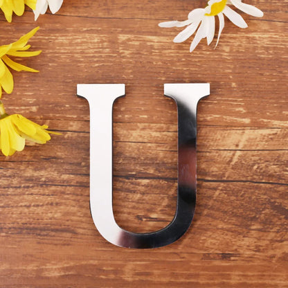Silver Letter Acrylic 3D Mirror Wall Sticker