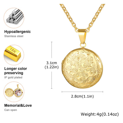 Photo Frame Glossy Stainless Steel Necklaces