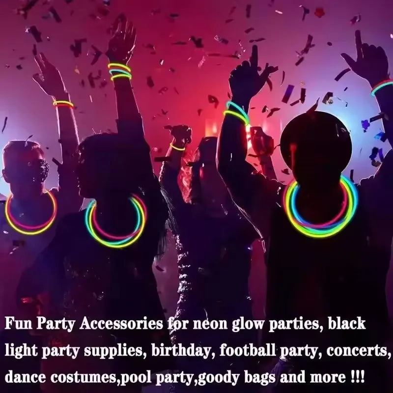50/100Pcs Fluorescence Multicolor Glowing Stick Wristband