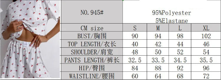 Sexy Split Shorts Crew Neck Top Pajamas Set