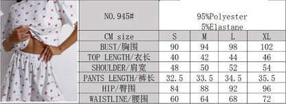 Sexy Split Shorts Crew Neck Top Pajamas Set