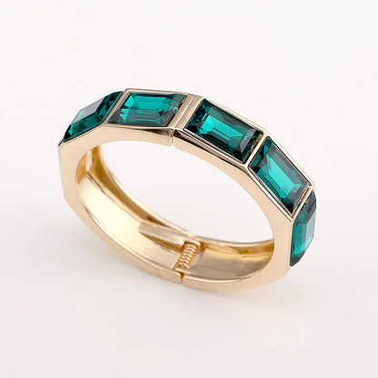 Minimalist Green Zinc Alloy Bangles Geometric Wide Cuff Open Bangle Bracelets