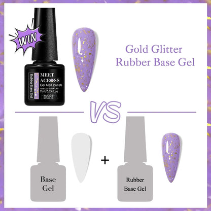 7ml Gold Foils Glitter Rubber Base Gel Nail Polish