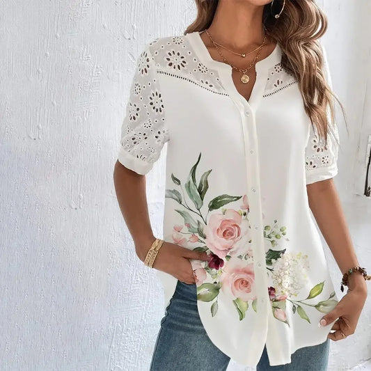 Temperament Casual Lace Loose Shirt Blouse