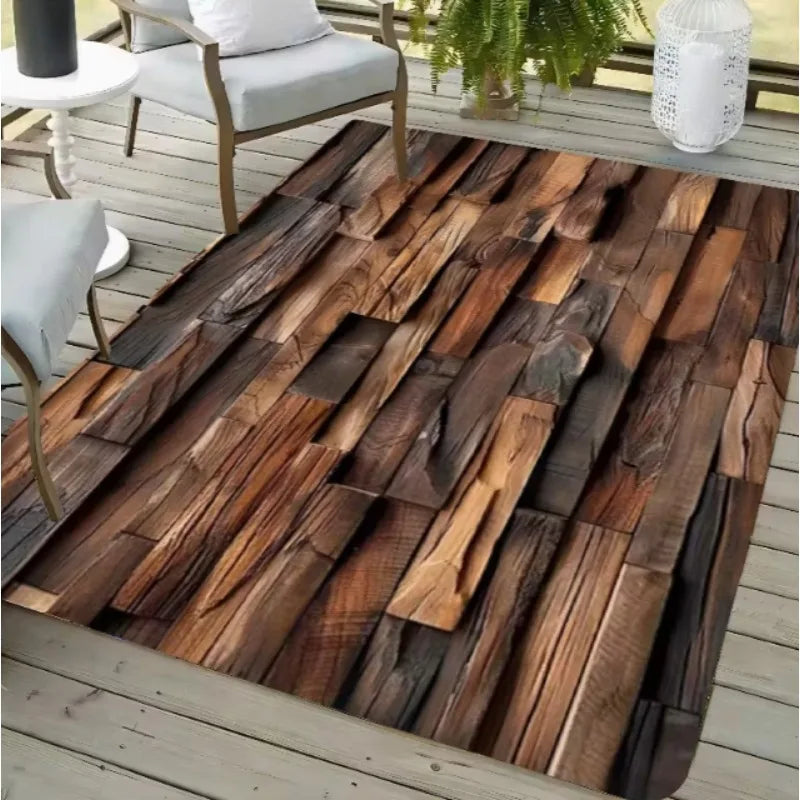 Black Wood Grain Printed Area Pad Soft Floor Pad
