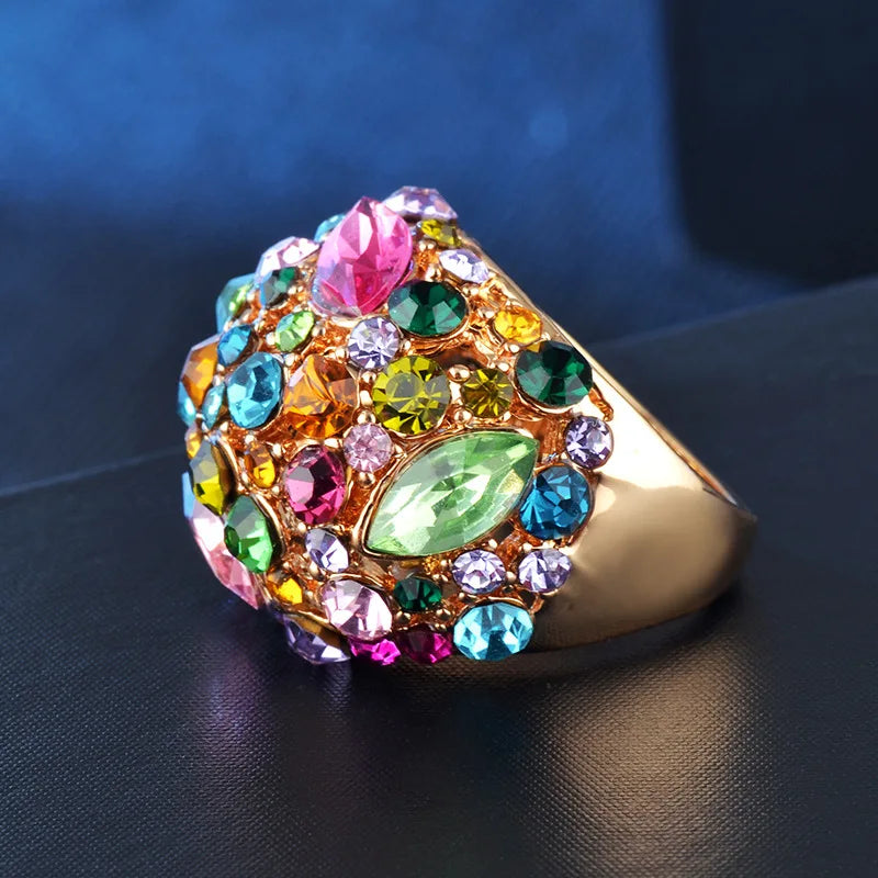 Luxury Vintage Aesthetic Couple Crystal Rings