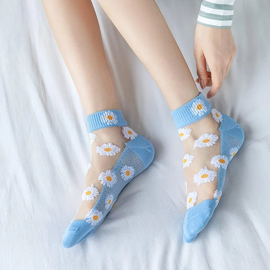 5-Pair Daisy & Smiley Short Socks Set