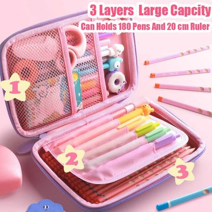 3D Large Capacity Unicorn Pencil Case Kawaii Cute Pen Box Bag