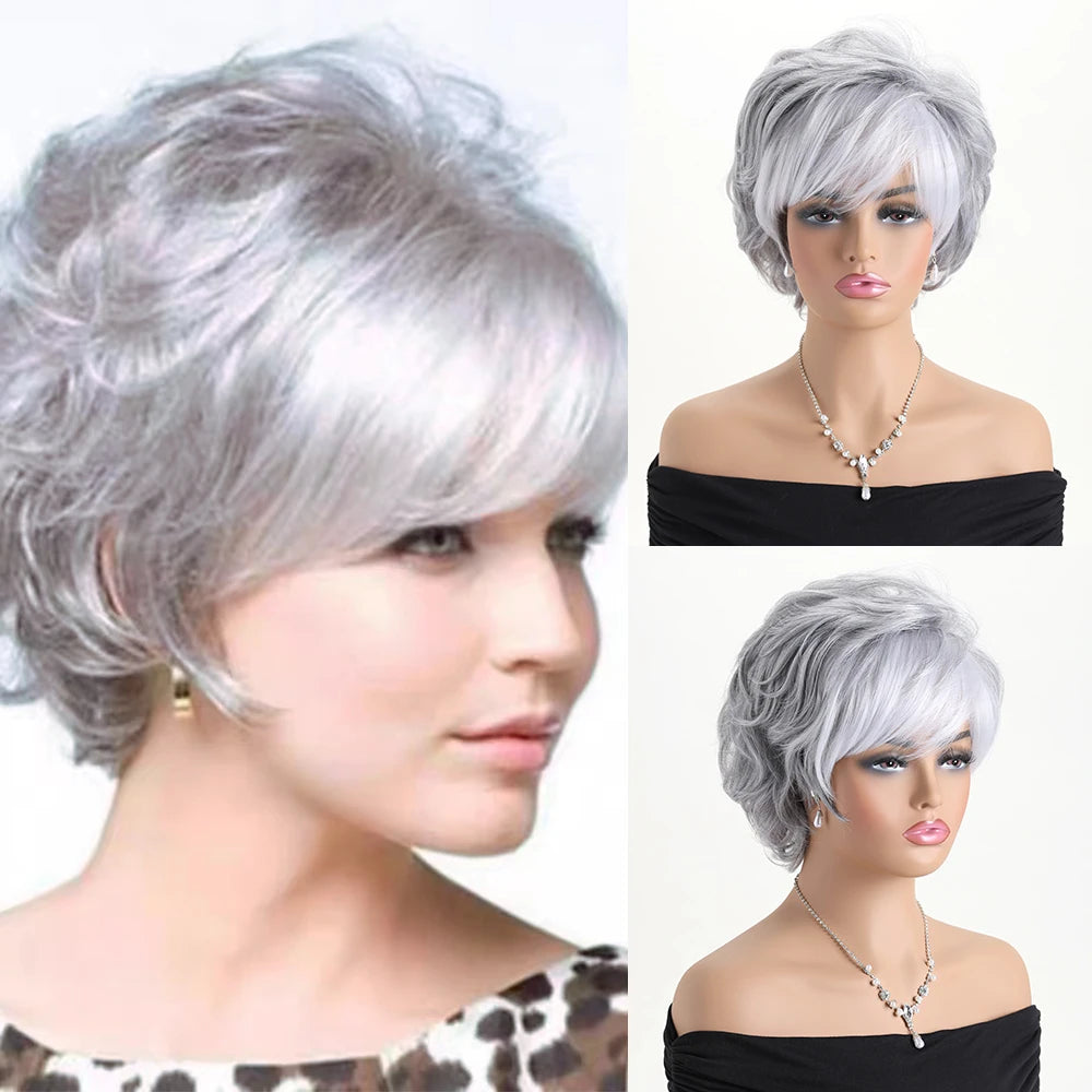 Short Natural Wigs with Bangs Soft  Hair Wig