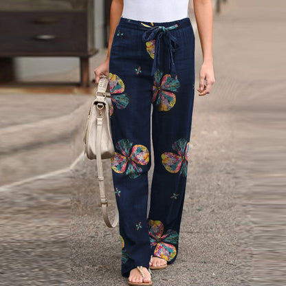 Casual Cotton High Waist Wide Leg Pants