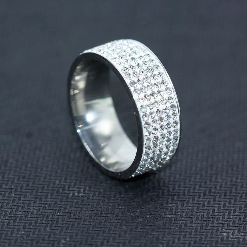 Shine Silver and Gold Color White Zircon Ring