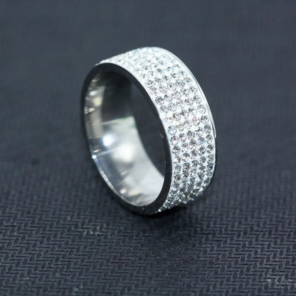 Shine Silver and Gold Color White Zircon Ring