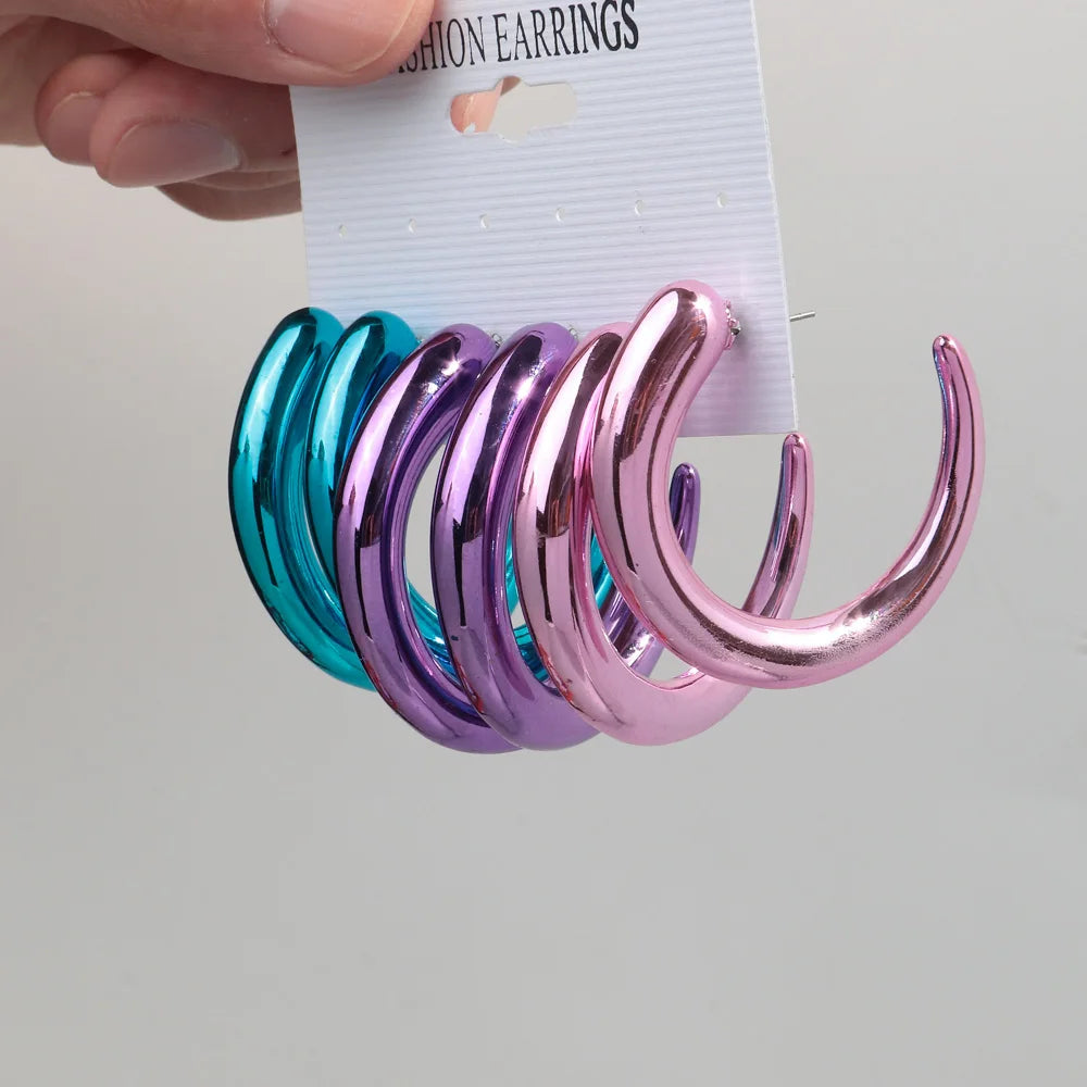 FishSheep Trendy Acrylic Geometric Circle Hoop Earrings Set