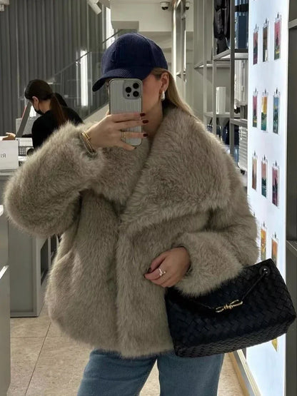 Faux Fur Coat Plush Fluffy Coats
