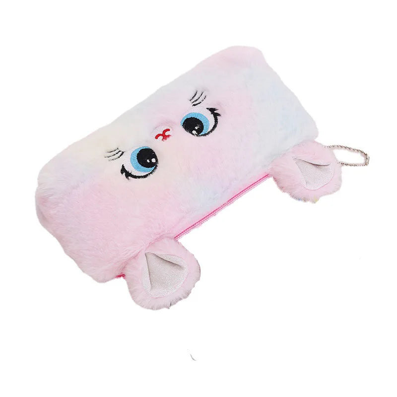 Cute gradient kitten pencil case with large capacity