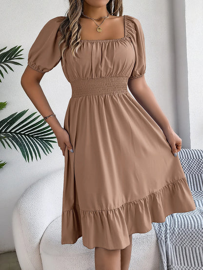 Puff Sleeve Square Neck Dress