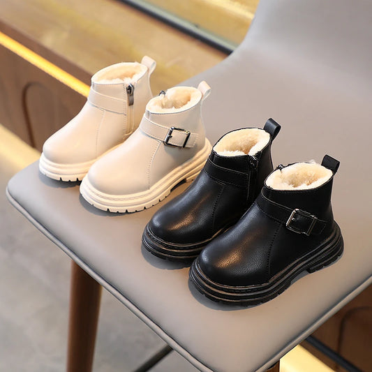 Winter Buckle Fluffy Platform Toddler Short Boot